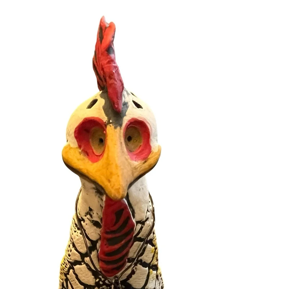 Studio Art Pottery Rooster Salt & Pepper Shakers Folk Art Primitive Farmhouse 6